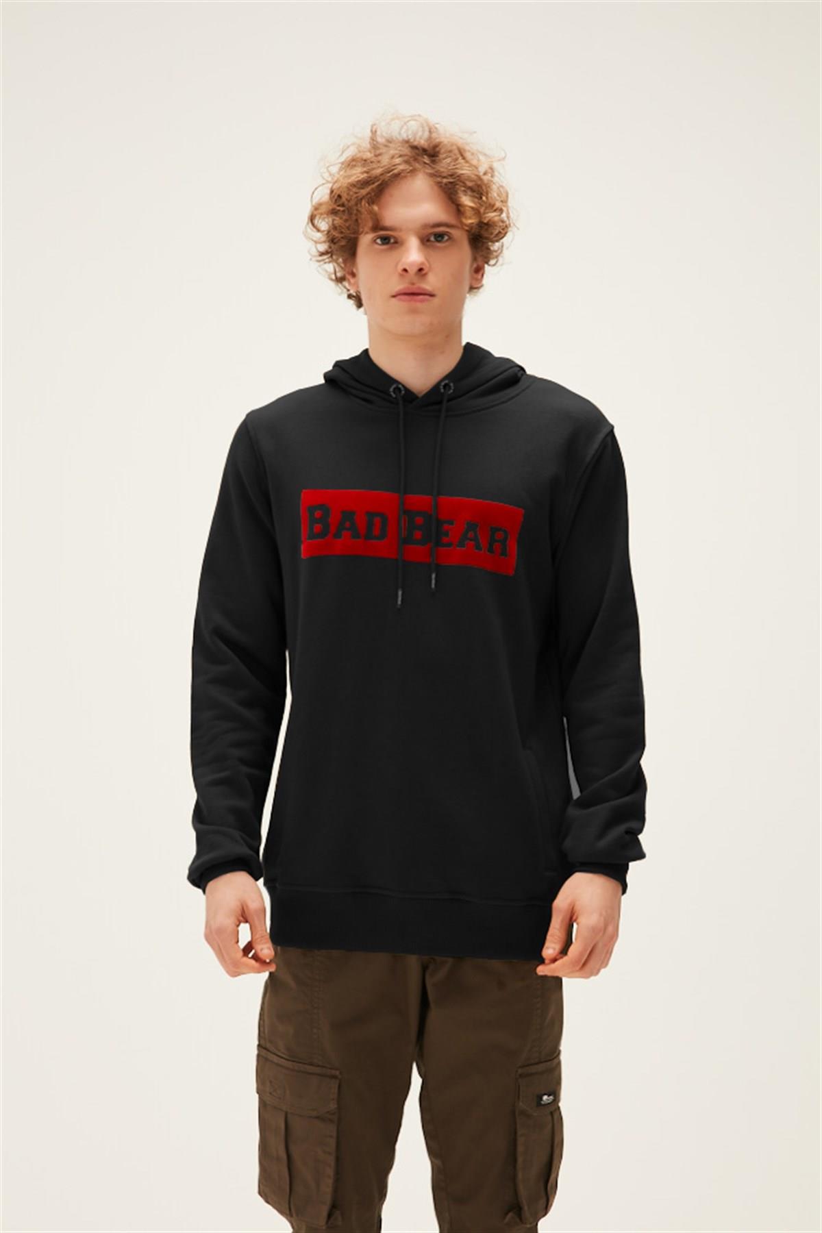 BAD BEAR 22.02.12.015 FLOK BAD BEAR YAZILI KAPSONLU 2 CEP SWEAT