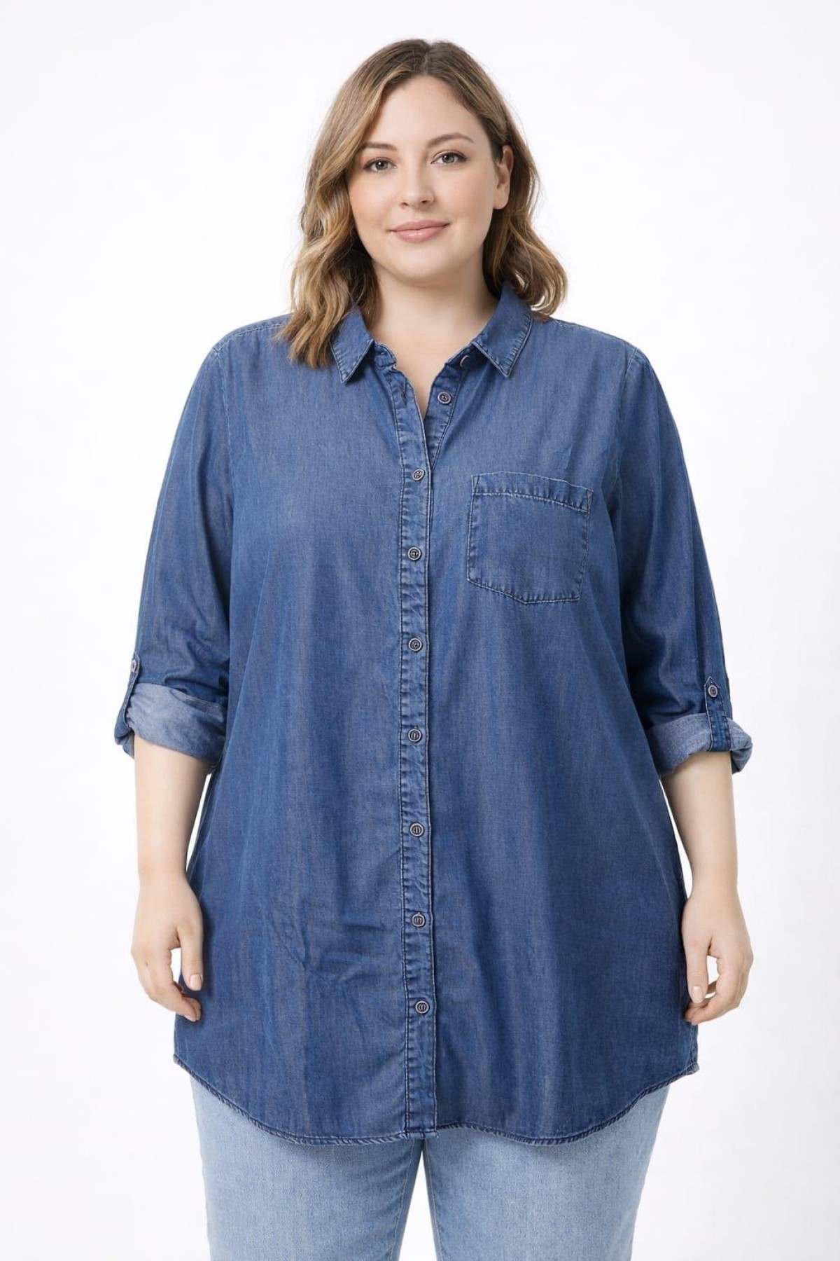 BENA LISA TEK CEP SALAS  INCE KUMAS UZUN KOL KOT GOMLEK TUNIK