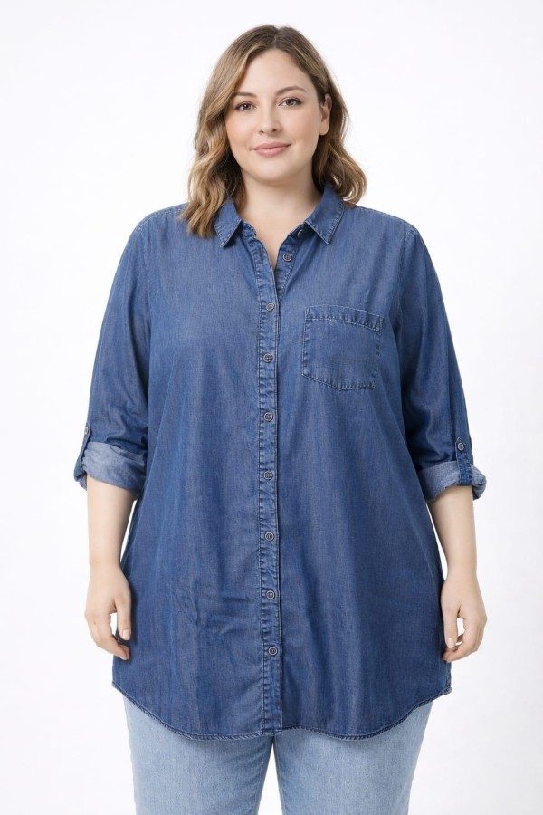 BENA LISA TEK CEP SALAS  INCE KUMAS UZUN KOL KOT GOMLEK TUNIK