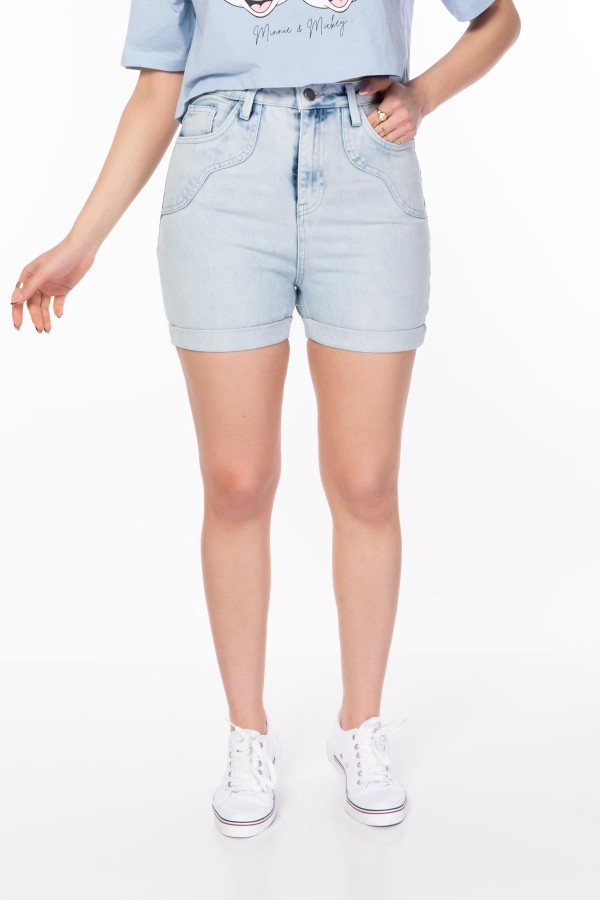 BL ON CEPLER PARCALI 3 CEP PACA UCU KATLAMALI KOT SHORT