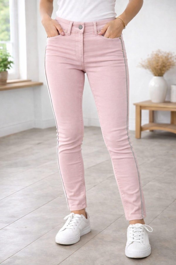 BOLINTO 480 YANLARI ZINCIRLI YUKSEK BEL 5 CEP LIKRALI  DAR PACA PANTOLON