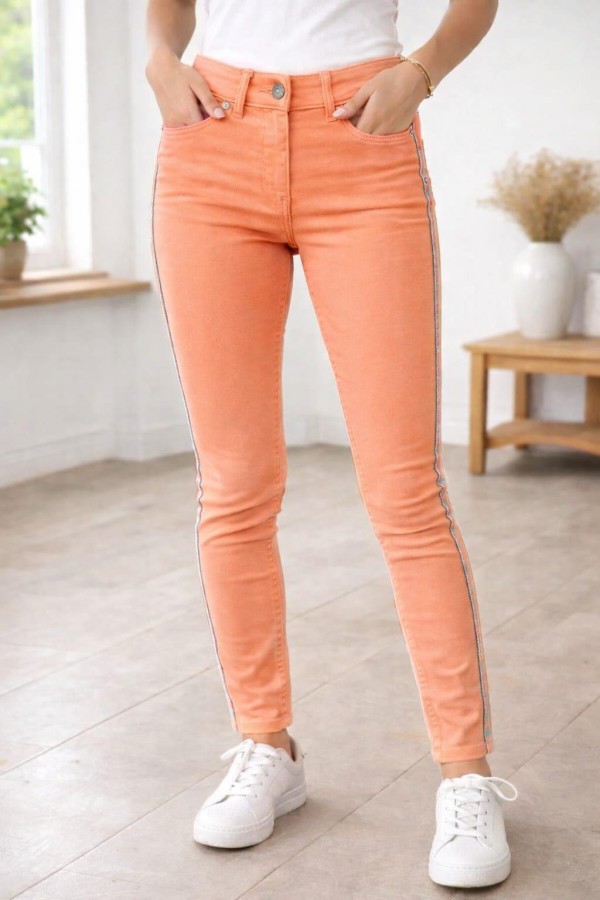 BOLINTO 480 YANLARI ZINCIRLI YUKSEK BEL 5 CEP LIKRALI  DAR PACA PANTOLON