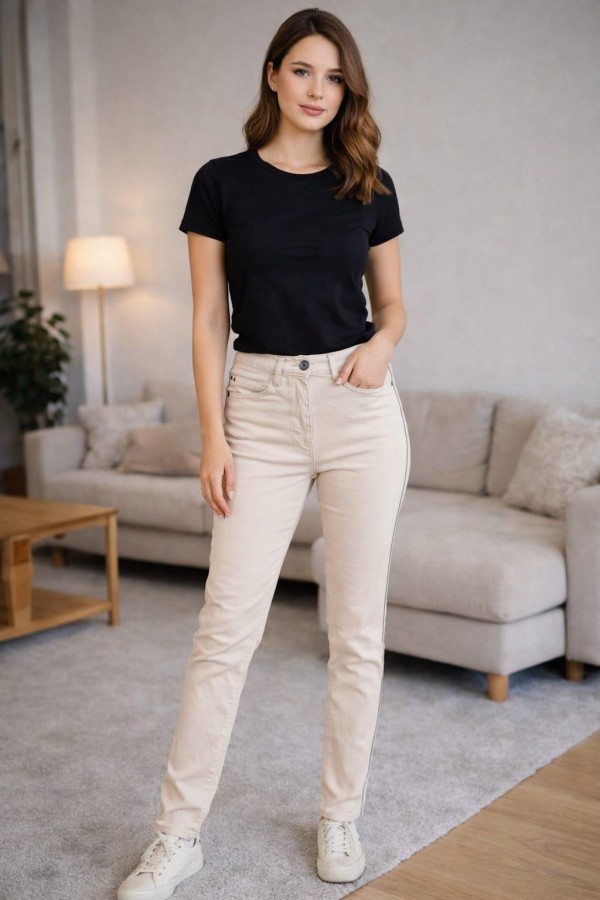 BOLINTO 480 YANLARI ZINCIRLI YUKSEK BEL 5 CEP LIKRALI  DAR PACA PANTOLON