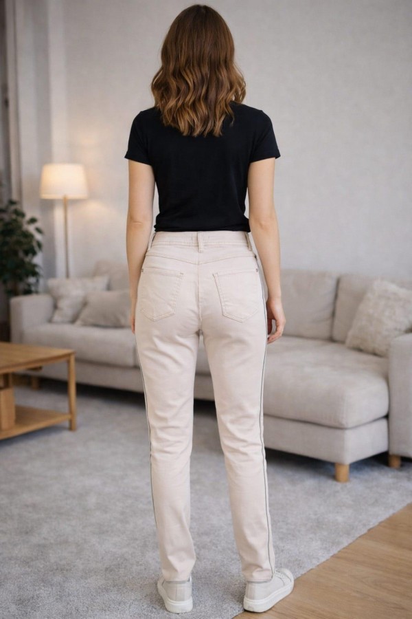 BOLINTO 480 YANLARI ZINCIRLI YUKSEK BEL 5 CEP LIKRALI  DAR PACA PANTOLON