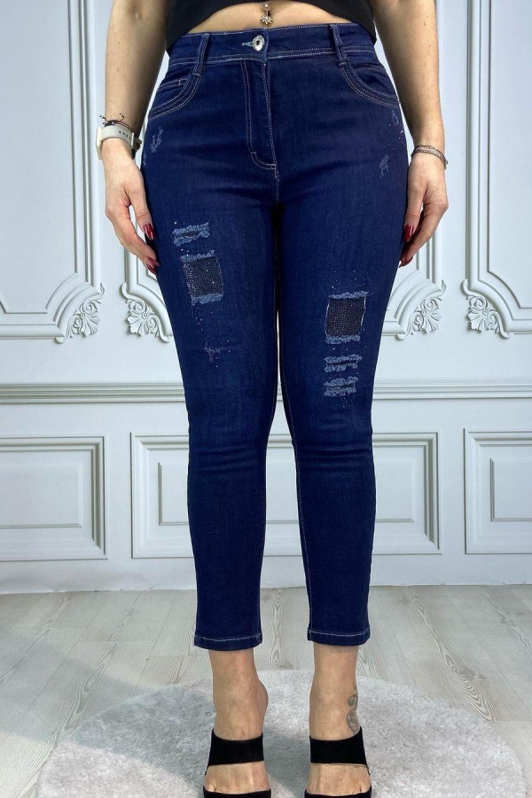 BOLINTO 5 CEP TASLI YIRTIKLI YUKSEK BEK LIKRALI DAR PACA KOT PANTOLON