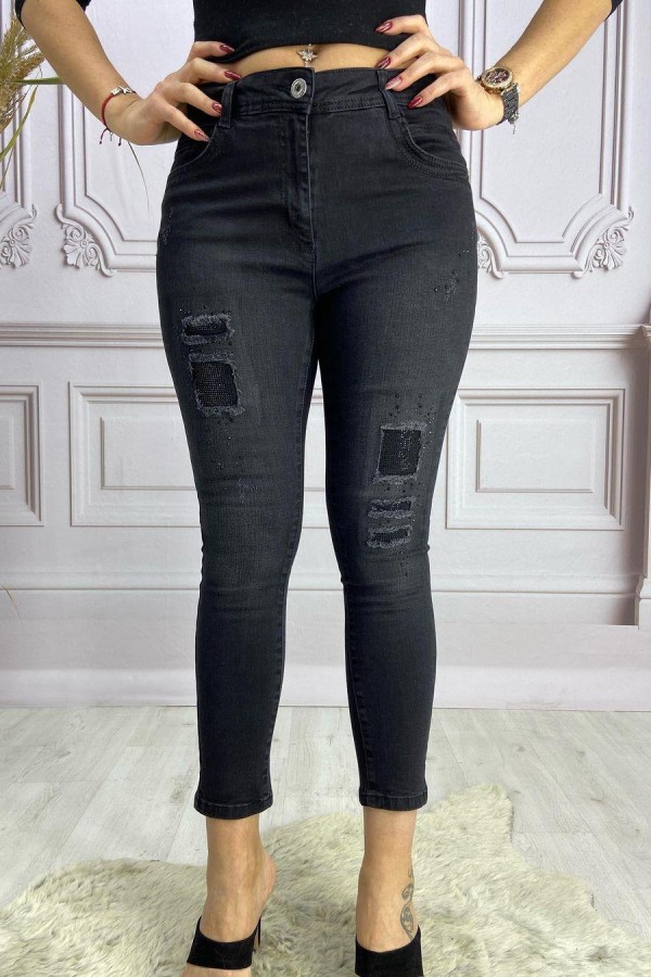 BOLINTO 5 CEP TASLI YIRTIKLI YUKSEK BEK LIKRALI DAR PACA KOT PANTOLON