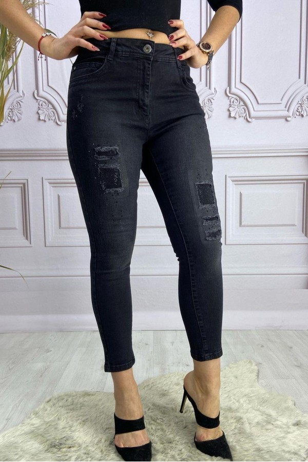 BOLINTO 5 CEP TASLI YIRTIKLI YUKSEK BEK LIKRALI DAR PACA KOT PANTOLON