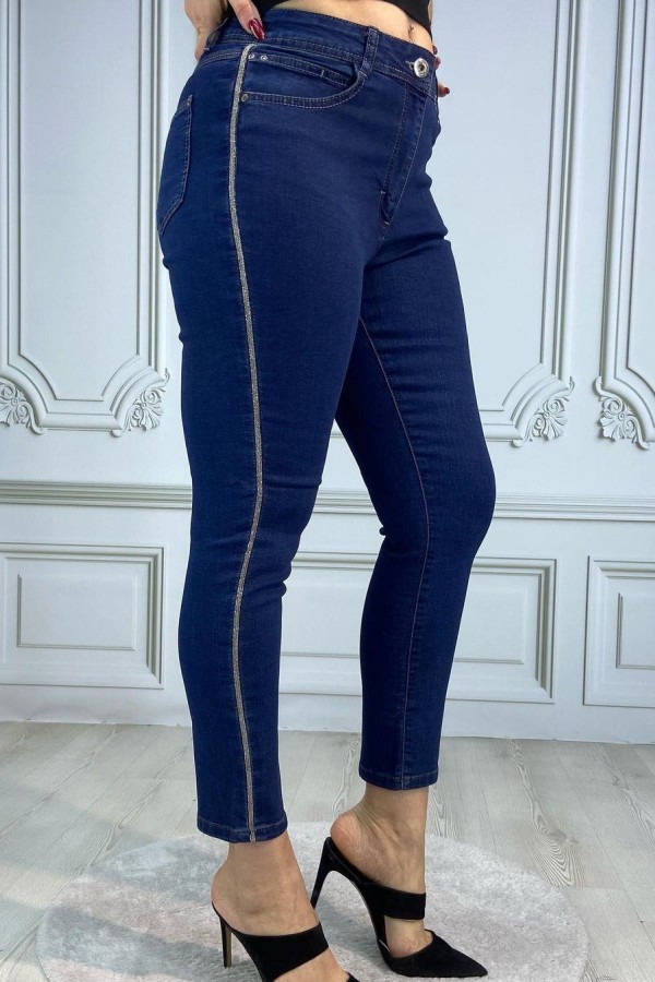 BOLINTO YANLARI ZINCIRLI YUKSEK BEL 5 CEP LIKRALI  DAR PACA PANTOLON