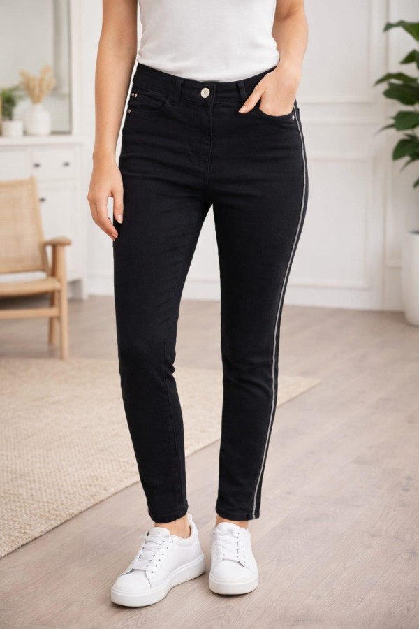 BOLINTO YANLARI ZINCIRLI YUKSEK BEL 5 CEP LIKRALI  DAR PACA PANTOLON