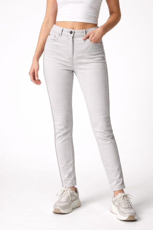 BOLINTO YANLARI ZINCIRLI YUKSEK BEL 5 CEP LIKRALI  DAR PACA PANTOLON