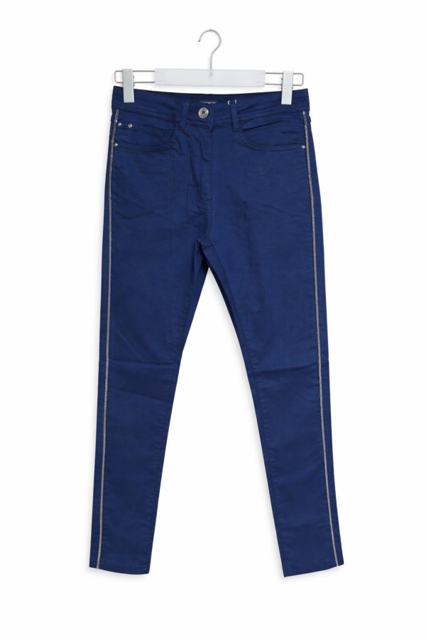 BOLINTO YANLARI ZINCIRLI YUKSEK BEL 5 CEP LIKRALI  DAR PACA PANTOLON