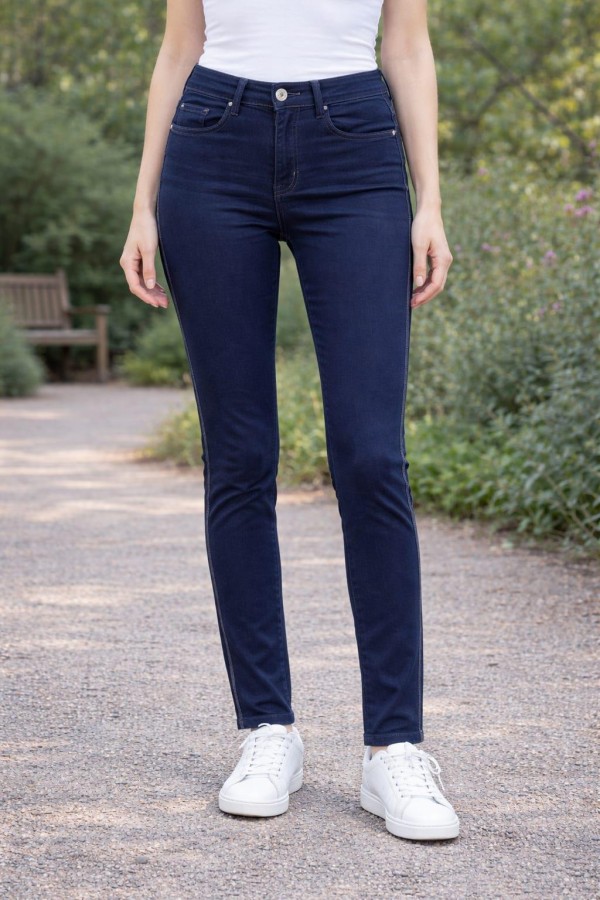 BOLINTO 480 YANLARI ZINCIRLI YUKSEK BEL 5 CEP LIKRALI  DAR PACA PANTOLON