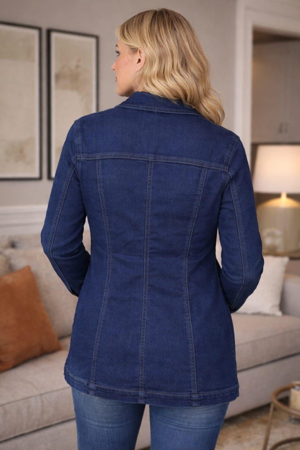 BONITA  LIKRALI KAPAK CEPLI UZUN  DENIM MONT