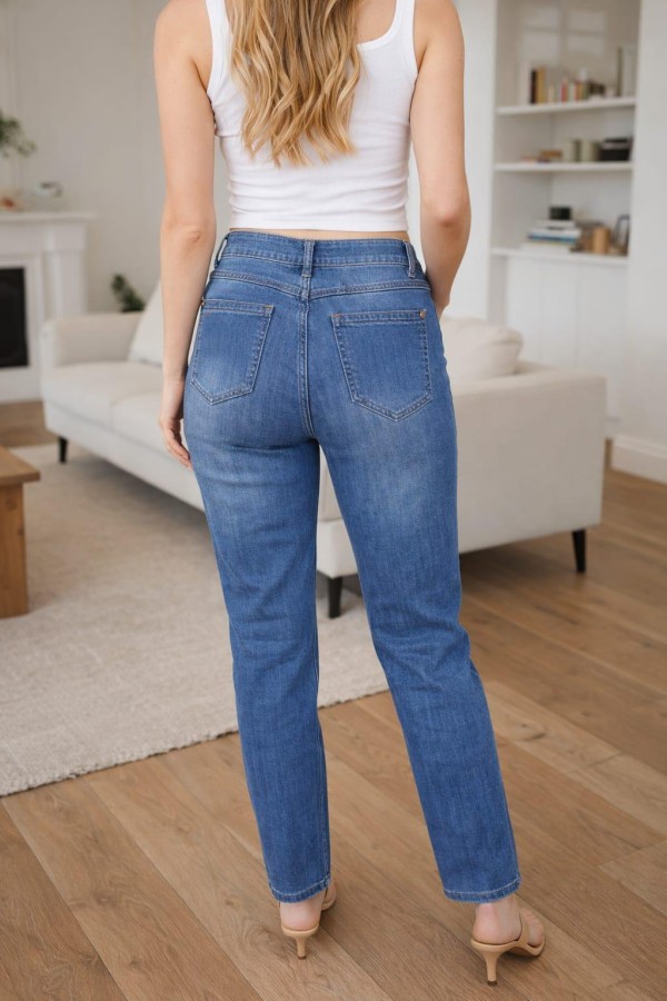 BONITA LIZ 586 ON YIRTIK UZERI TAS DETAY 5 CEP LIKRALI  DAR PACA PANTOLON