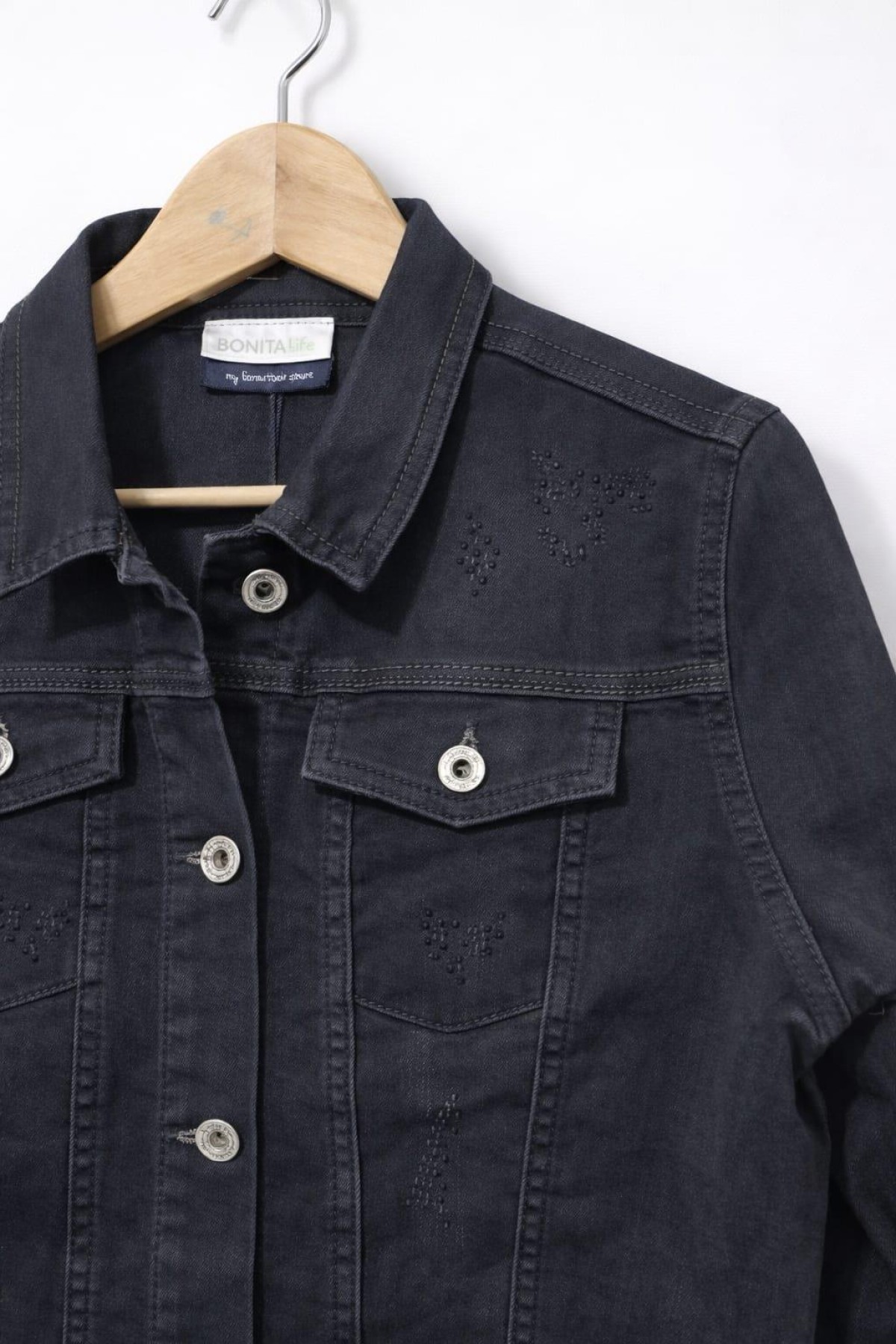 BONITA  YIRTIK TAS DETAYLI KAPAK CEPLI UZUN  DENIM MONT