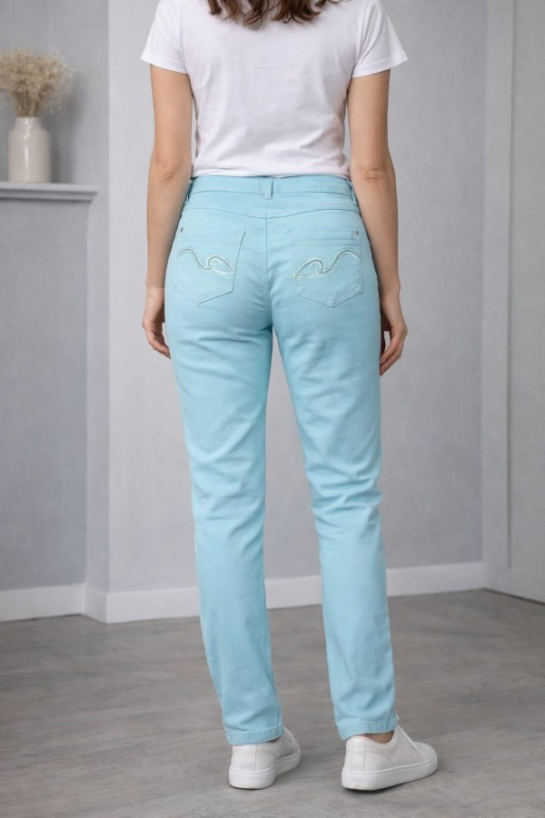 BONITALIZ 185 ARKA CEP TASLI  YUKSEK BEL 5 CEP LIKRALI  BORU PACA PANTOLON