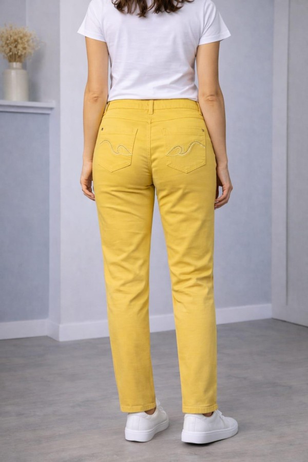 BONITALIZ 185 ARKA CEP TASLI  YUKSEK BEL 5 CEP LIKRALI  BORU PACA PANTOLON