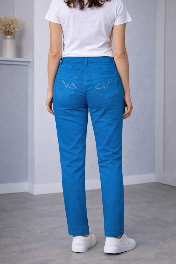 BONITALIZ 185 ARKA CEP TASLI  YUKSEK BEL 5 CEP LIKRALI  BORU PACA PANTOLON