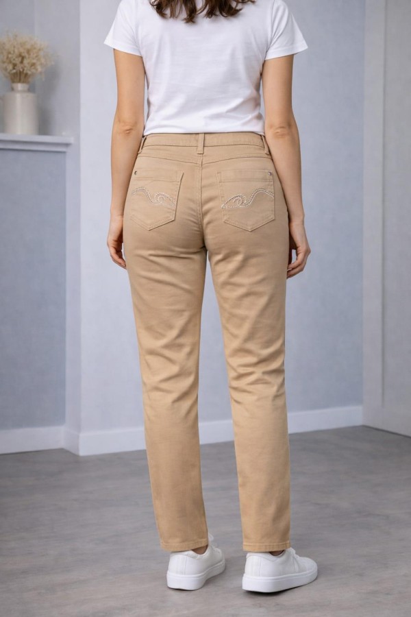 BONITALIZ 185 ARKA CEP TASLI  YUKSEK BEL 5 CEP LIKRALI  BORU PACA PANTOLON