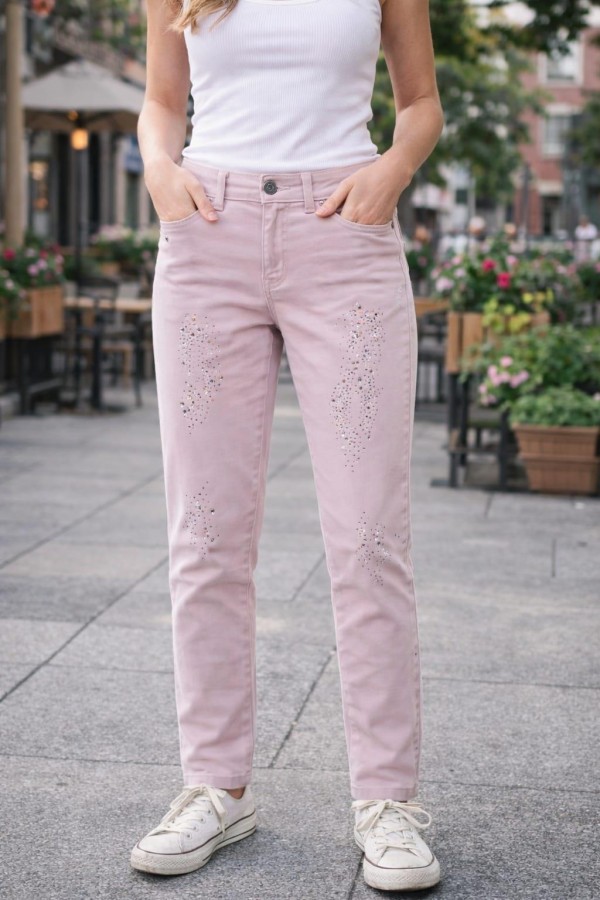 BONITALIZ 475 ON TAS BASKILI YUKSEK BEL 5 CEP LIKRALI  DAR PACA PANTOLON