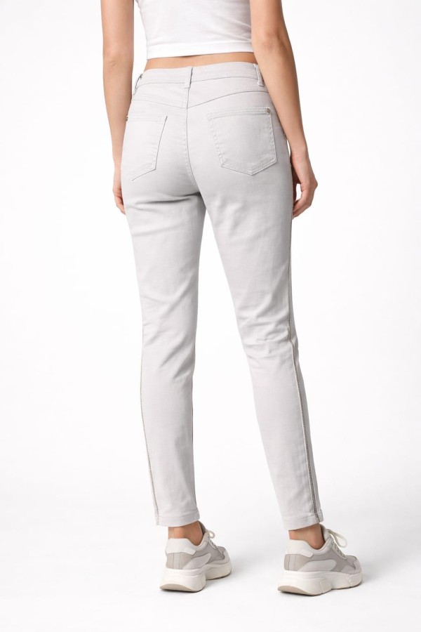 BONITALIZ 583 YANLARI ZINCIRLI YUKSEK BEL 5 CEP LIKRALI  DAR PACA PANTOLON