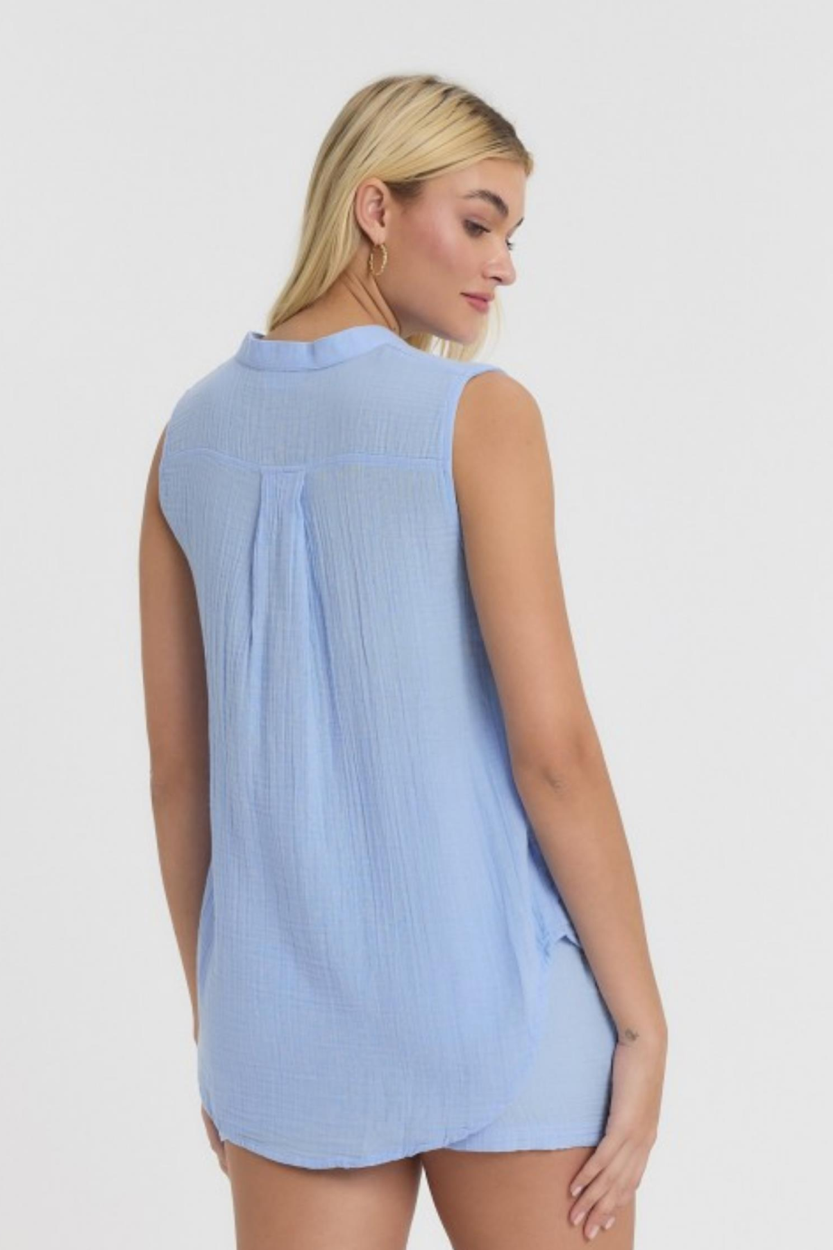 HEAVEN 1070 MUSLIN HAKIM YAKA  SIFIR KOL BLUZ