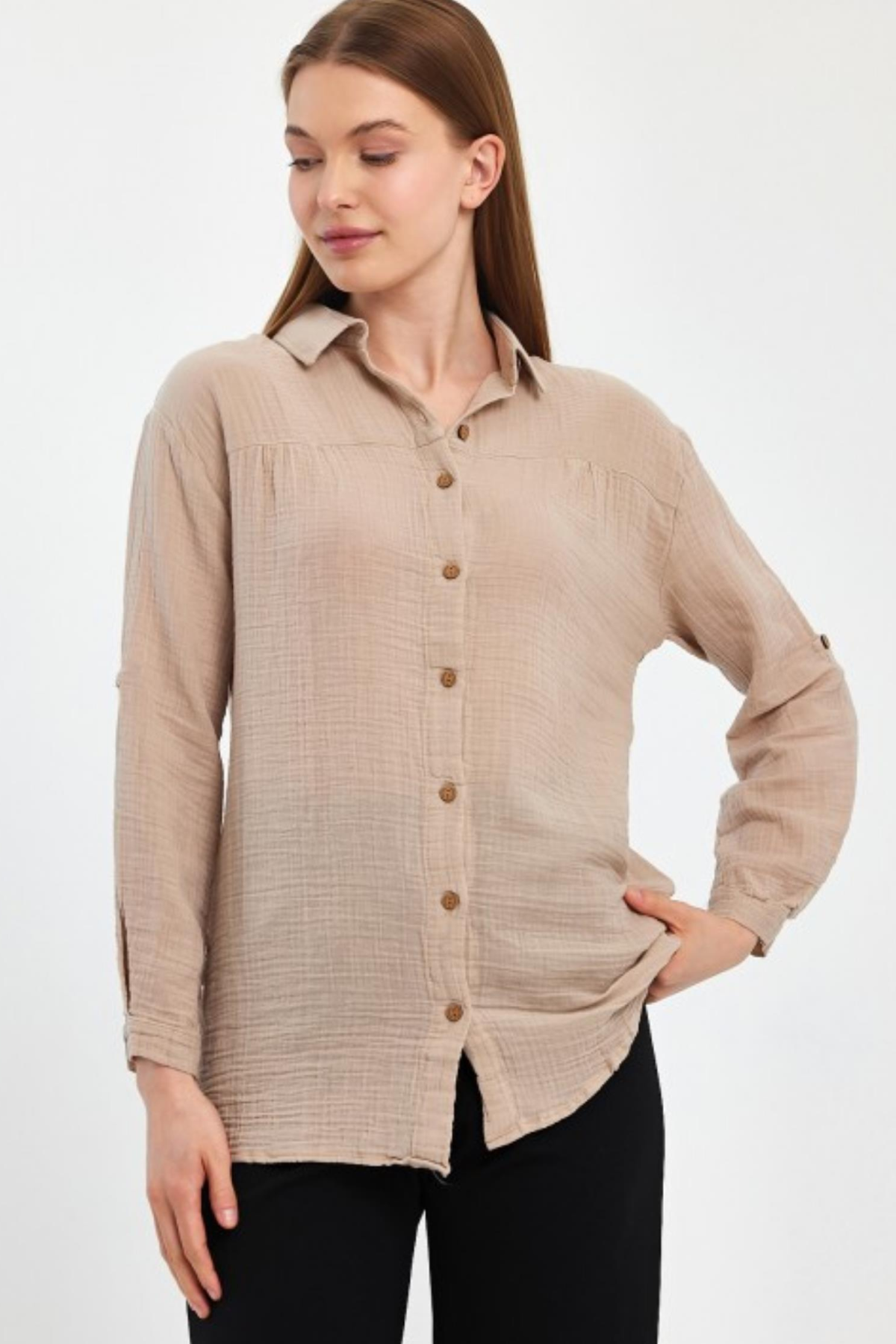 HEAVEN 1150 MUSLIN YAKALI UZUN KOL GOMLEK