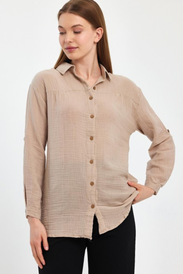 HEAVEN 1150 MUSLIN YAKALI UZUN KOL GOMLEK