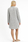 HEAVEN 1195  MUSLIN CIZGILI DESENLI YAKALI KADIN  TUNIK