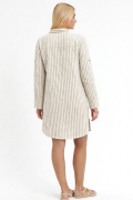HEAVEN 1195  MUSLIN CIZGILI DESENLI YAKALI KADIN  TUNIK