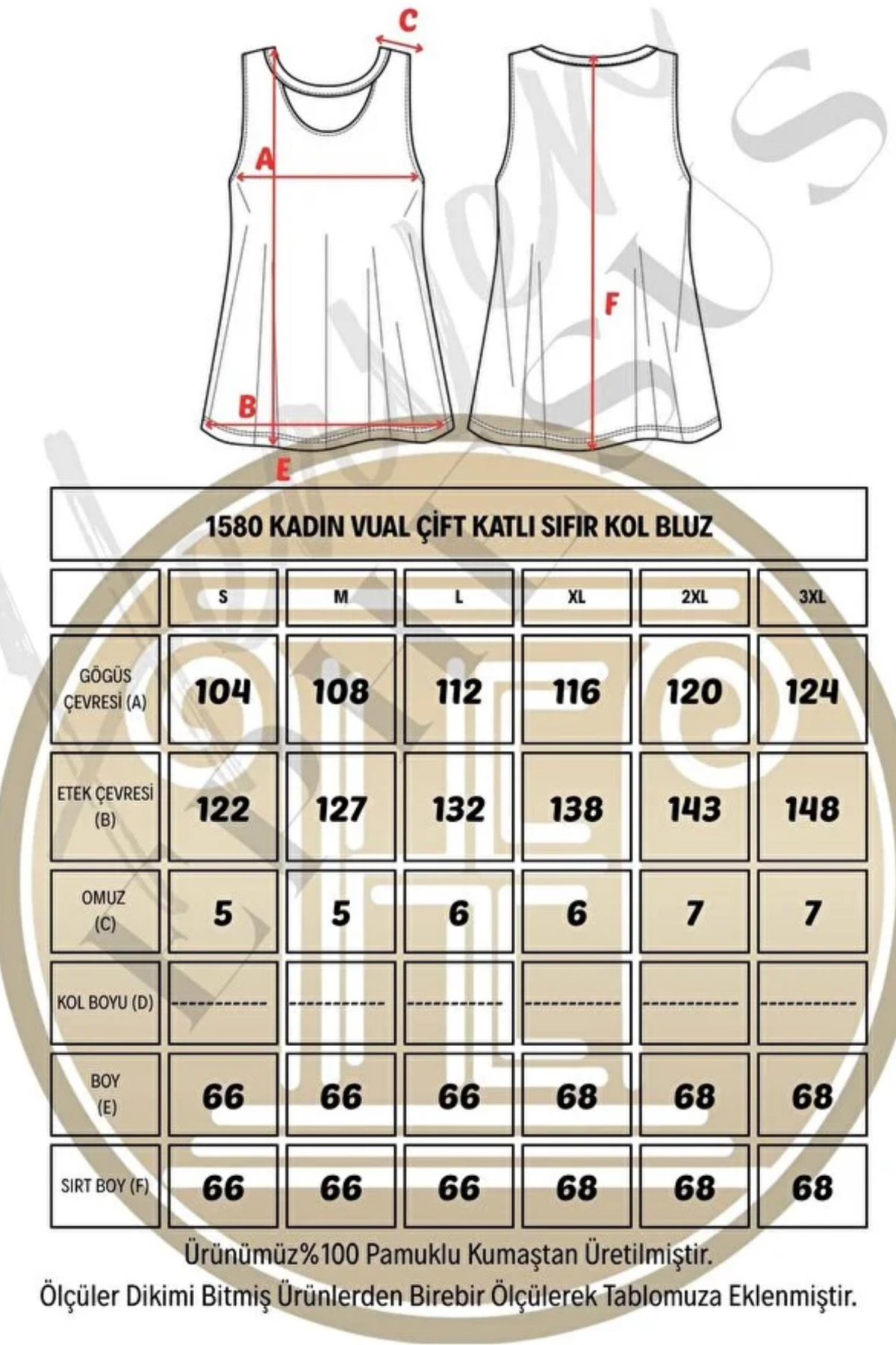 HEAVEN 1585 Desenli Vual Çift Katlı Sıfır Kol Bluz