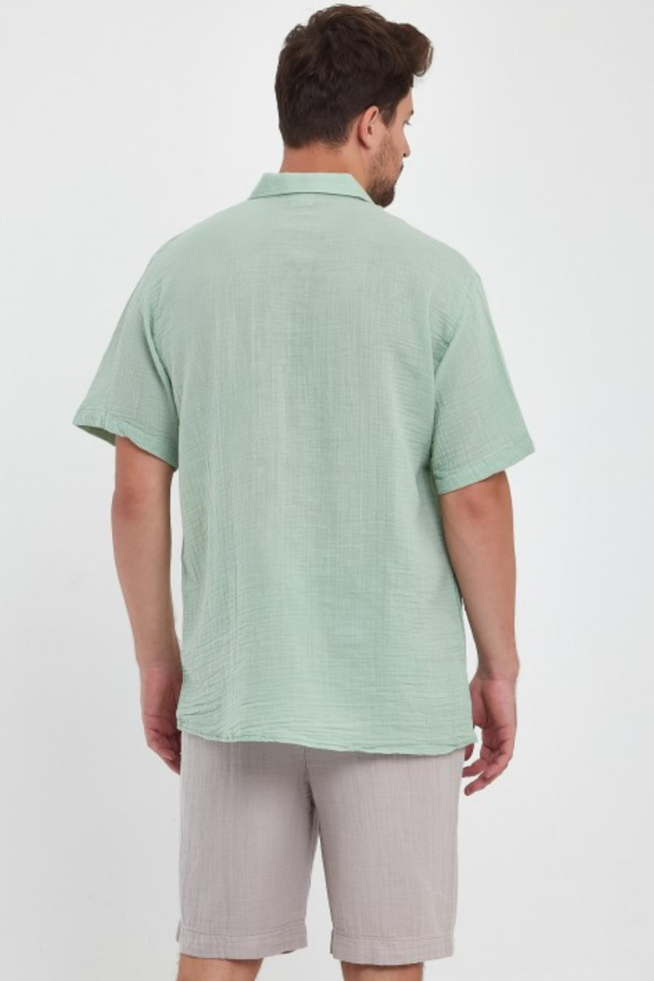HEAVEN 4040 MUSLIN YAKALI KISA KOL ERKEK GOMLEK
