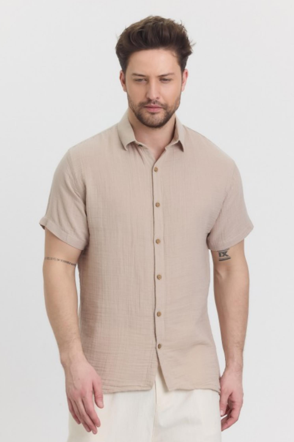 HEAVEN 4040 MUSLIN YAKALI KISA KOL ERKEK GOMLEK