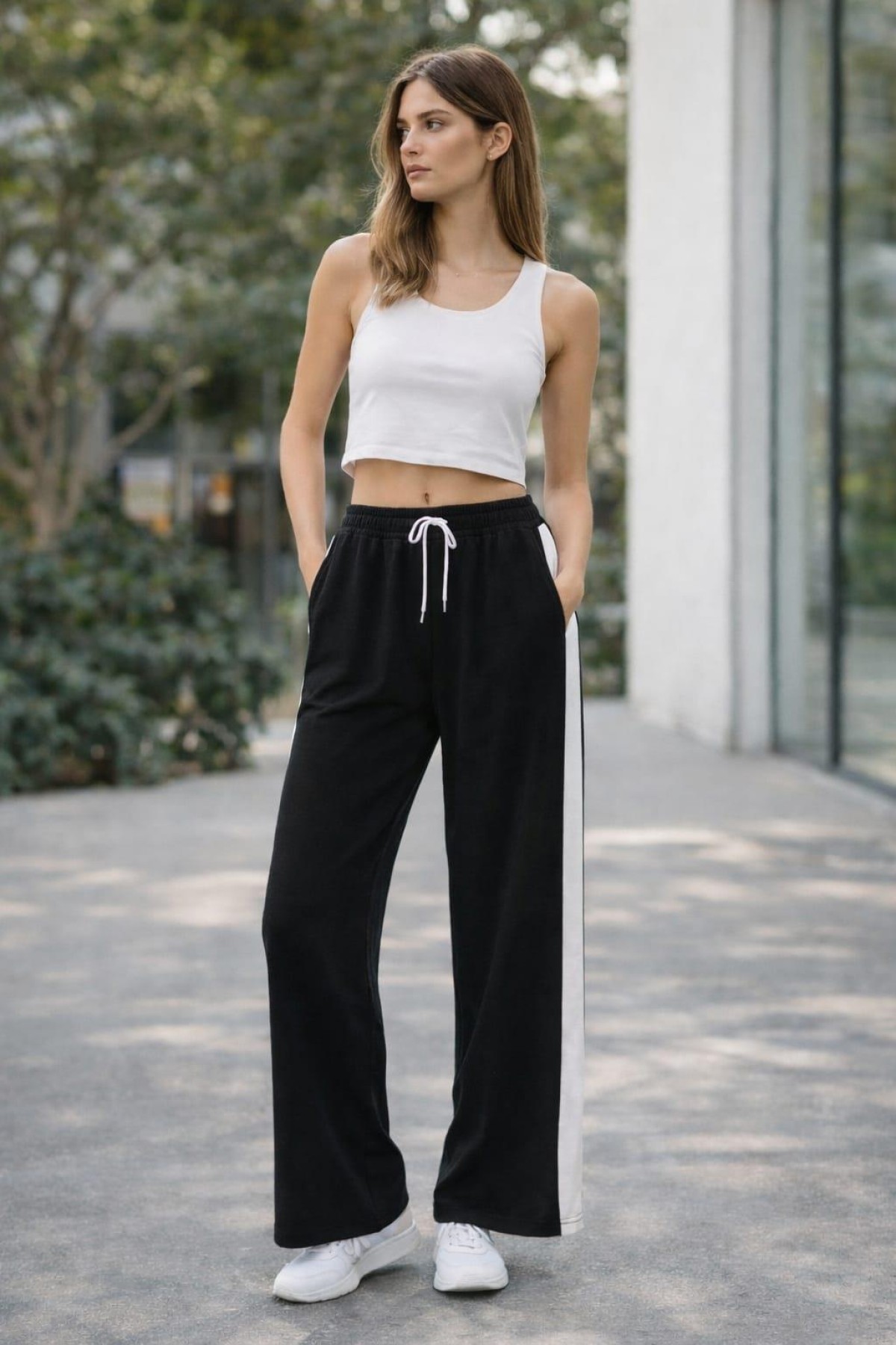 IFS 3030 DOKUMLU  KUMAS YANI BANT SERITLI KADIN TEK ALT