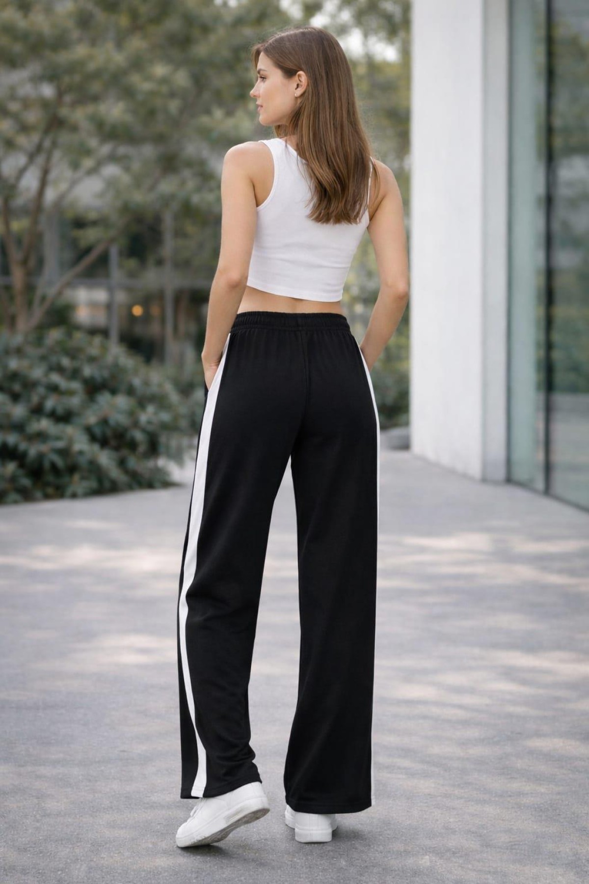 IFS 3030 DOKUMLU  KUMAS YANI BANT SERITLI KADIN TEK ALT