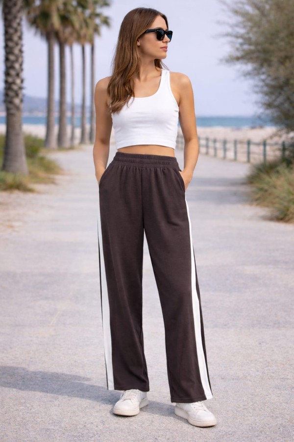 IFS 3030 DOKUMLU  KUMAS YANI BANT SERITLI KADIN TEK ALT