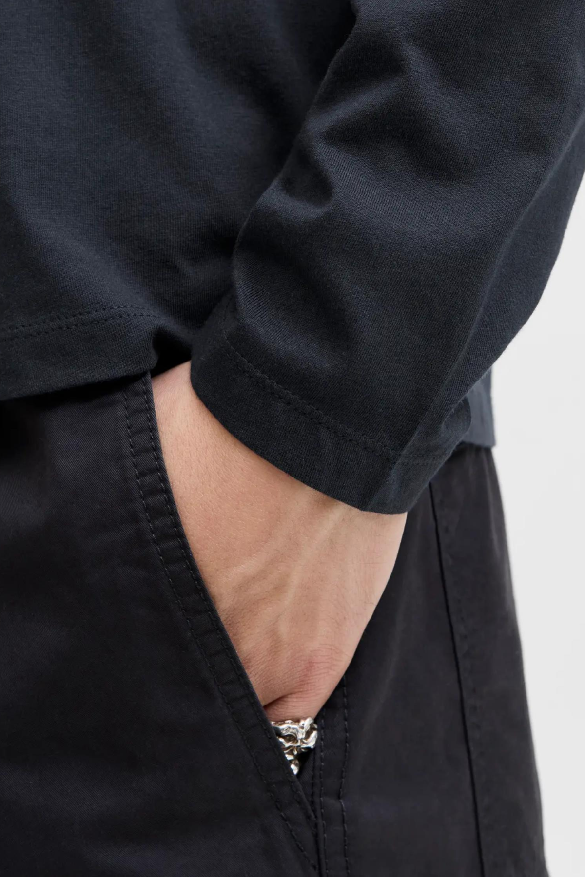 JACK&JONES 112279538 JJE ORGANIC BASIC 0 YAKA  UZUN KOL ERKEK TSH