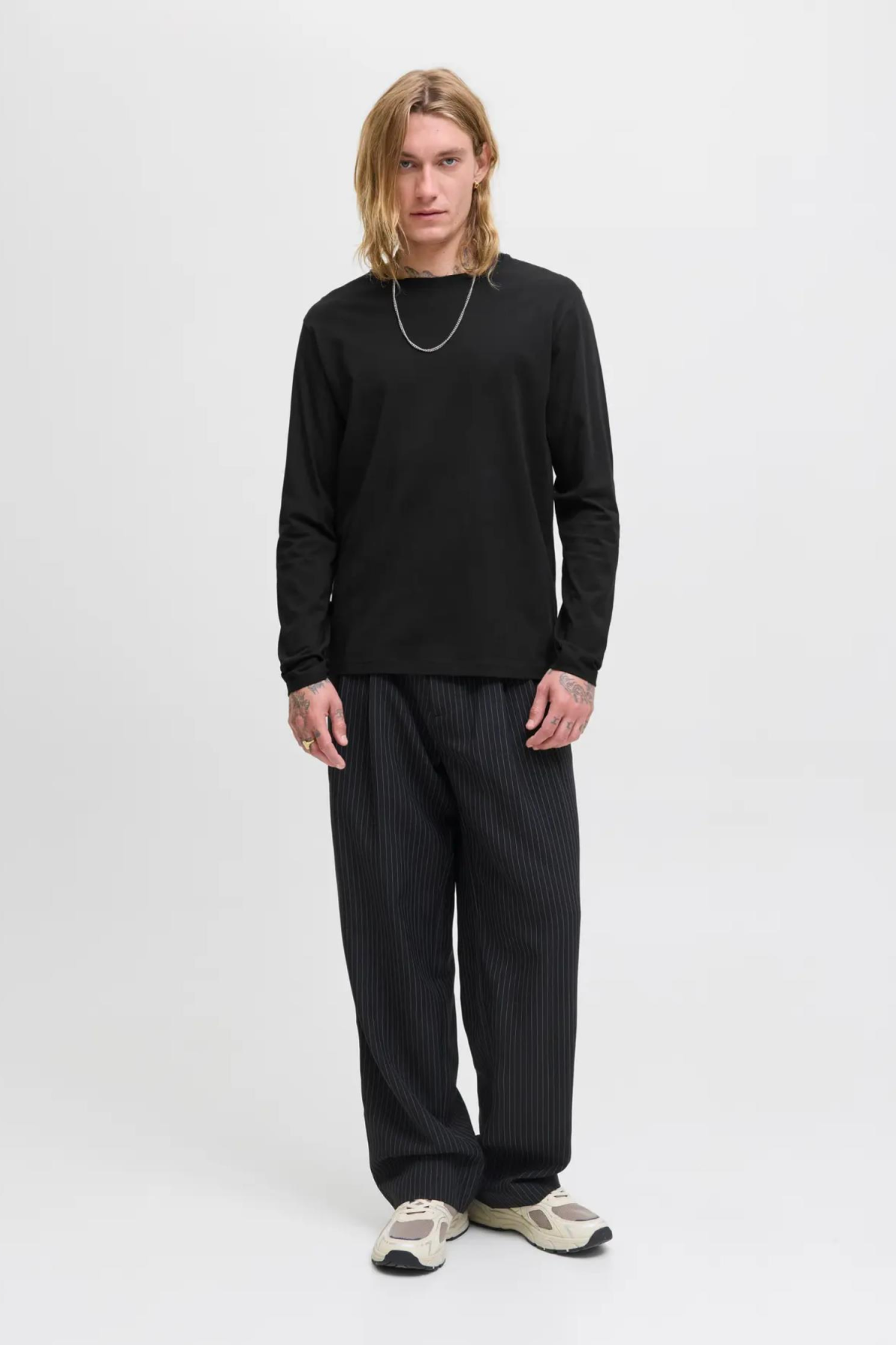 JACK&JONES 112279538 JJE ORGANIC BASIC 0 YAKA  UZUN KOL ERKEK TSH