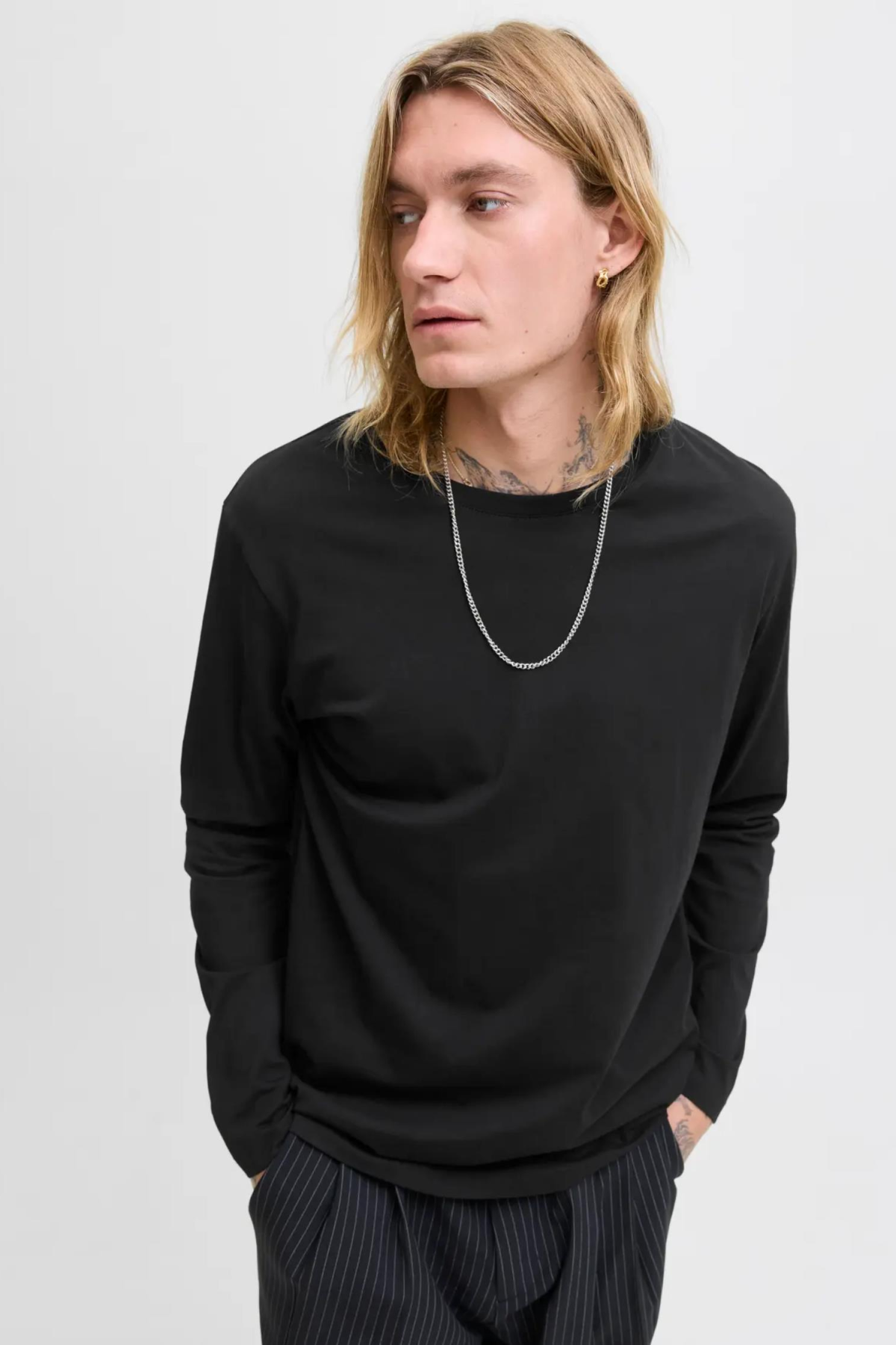 JACK&JONES 112279538 JJE ORGANIC BASIC 0 YAKA  UZUN KOL ERKEK TSH