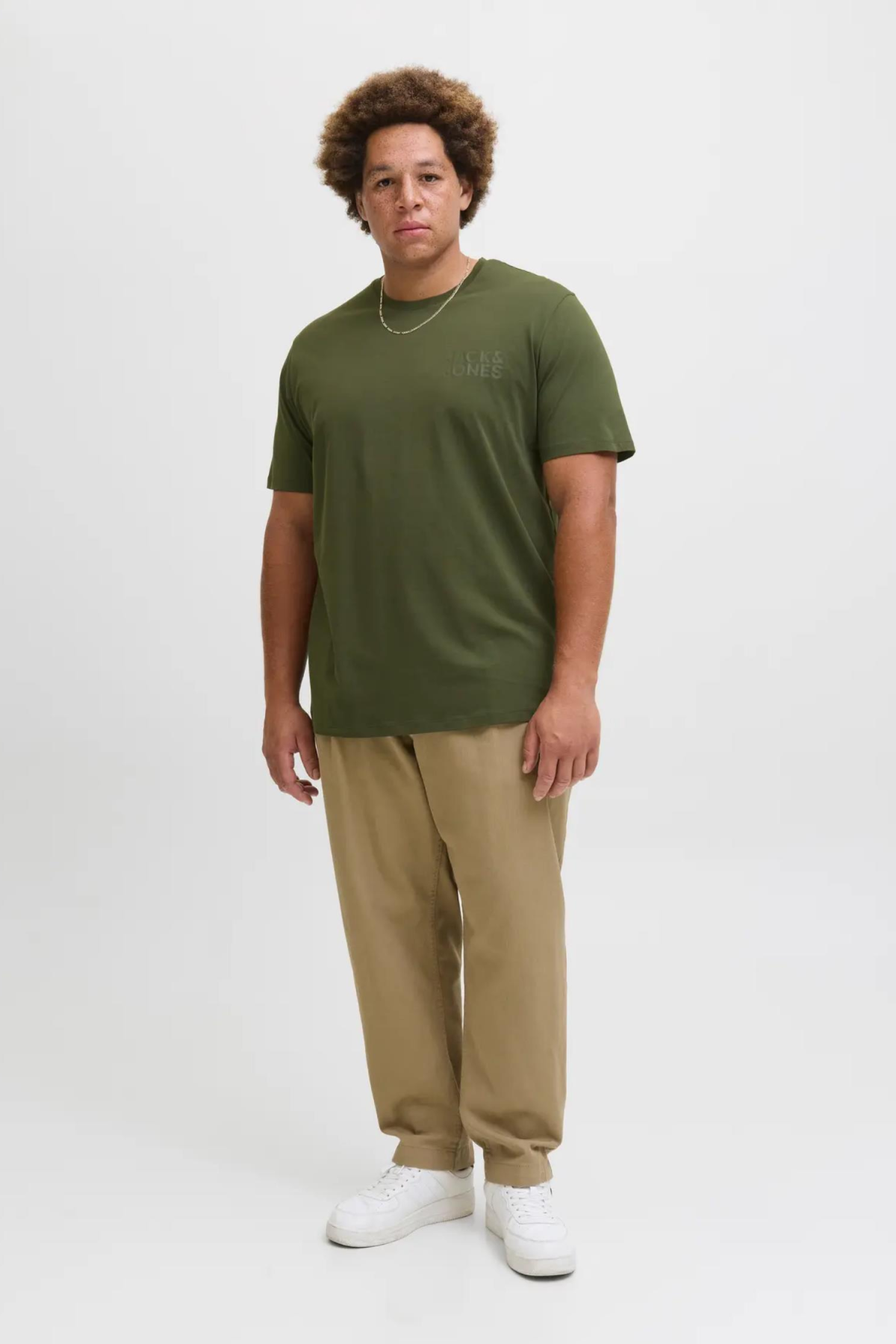 JACK&JONES 12158505 SOL GOGUS YAZILI BUYUK BEDEN KISA KOL TSHIRT