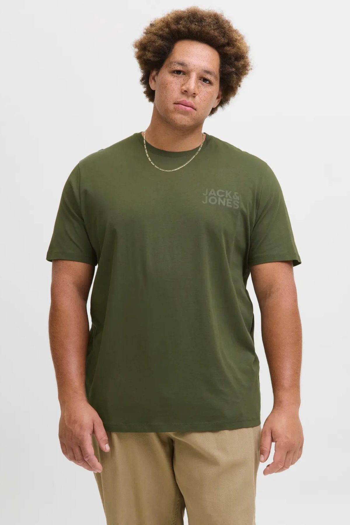 JACK&JONES 12158505 SOL GOGUS YAZILI BUYUK BEDEN KISA KOL TSHIRT