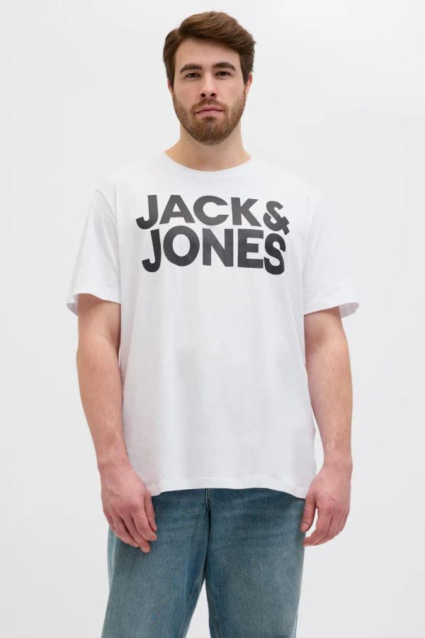 JACK&JONES 12158505 SOL GOGUS YAZILI BUYUK BEDEN KISA KOL TSHIRT
