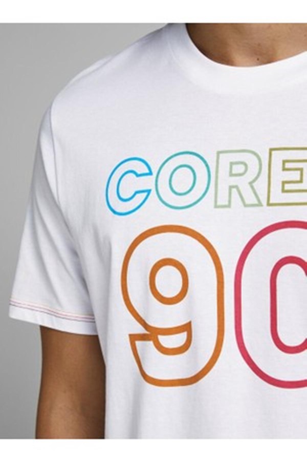 JACK &JONES 12171360 YUVARLAK  CORE 90 BASKILI KISA KOL TSHI