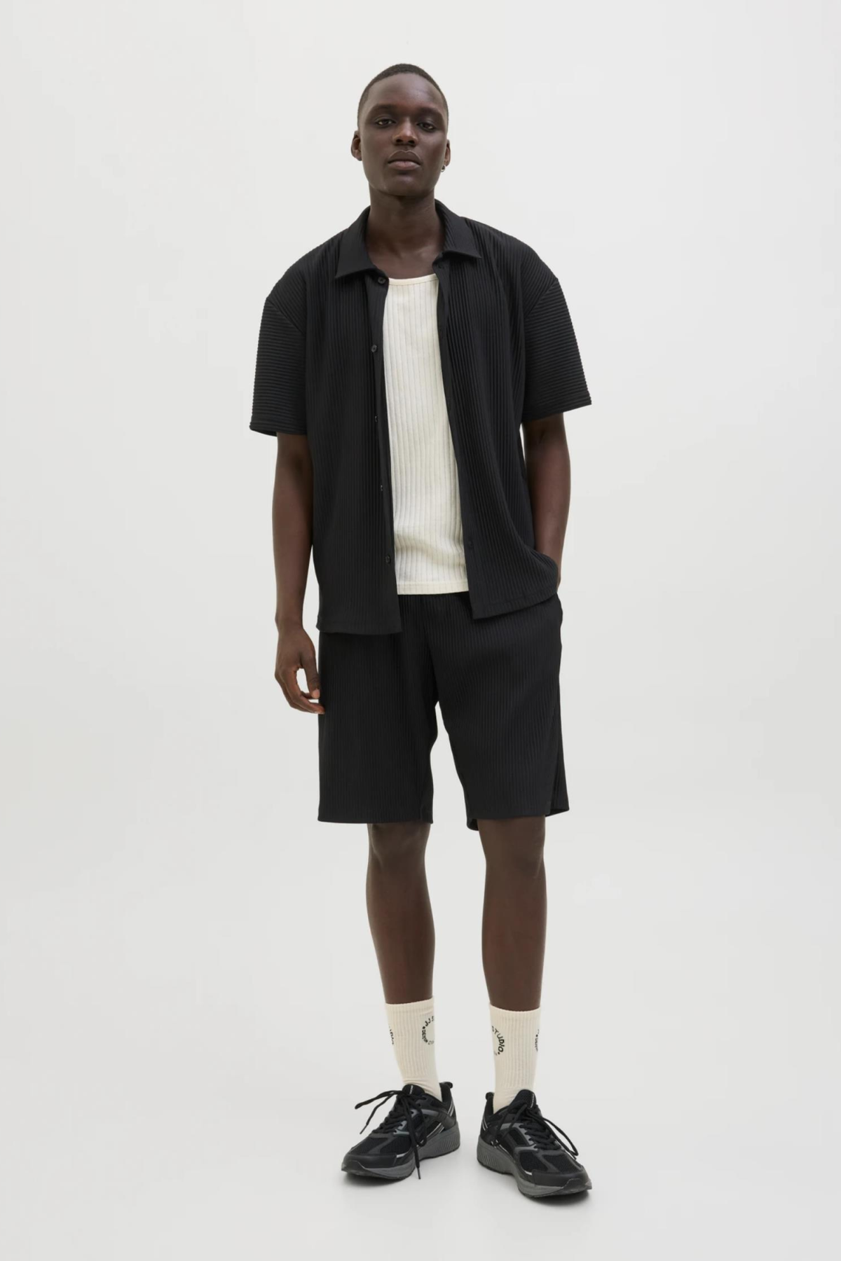 JACK&JONES 12174987 BEL LASTIKLI KENDINDEN CIZGILI ERKEK SORT