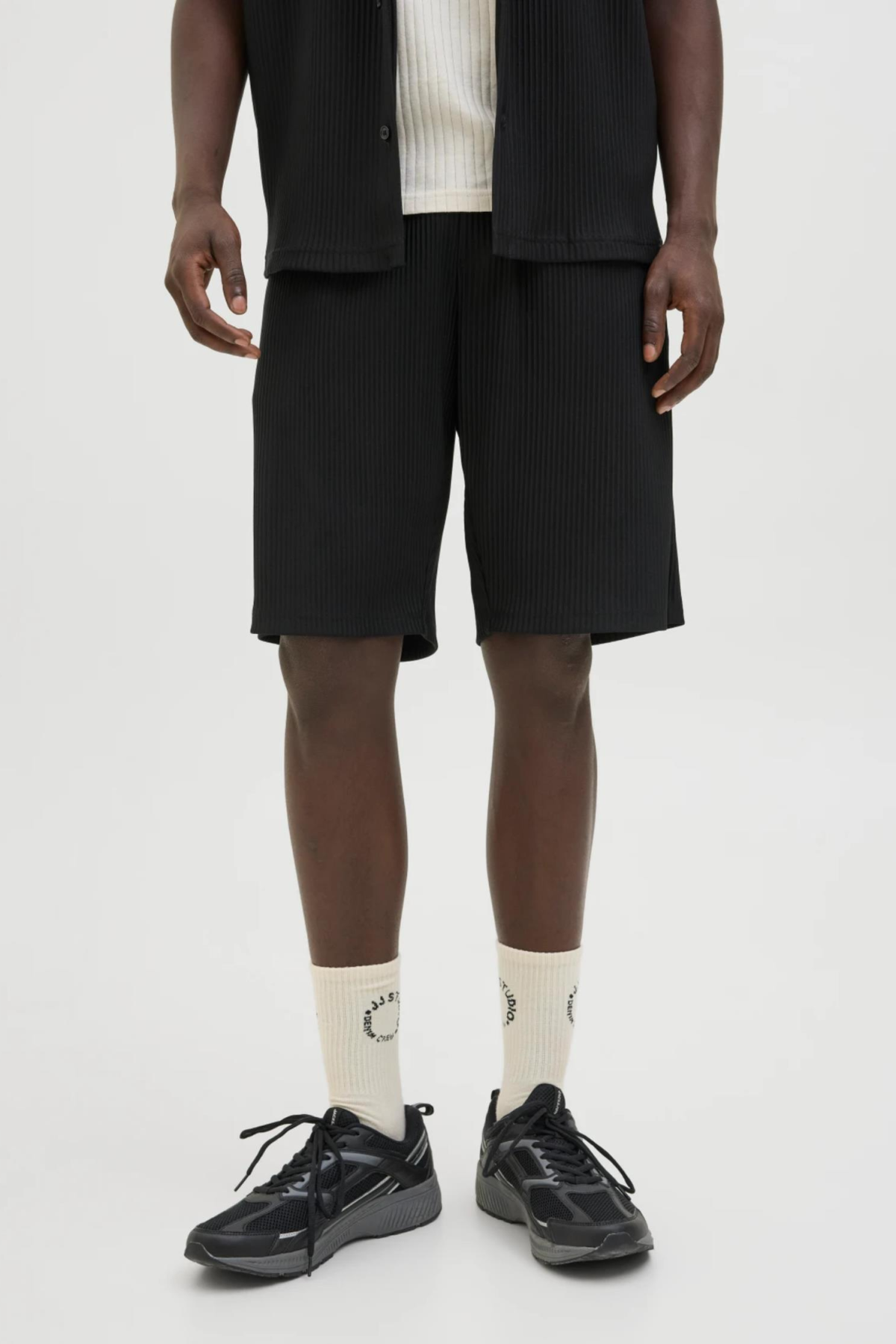 JACK&JONES 12174987 BEL LASTIKLI KENDINDEN CIZGILI ERKEK SORT