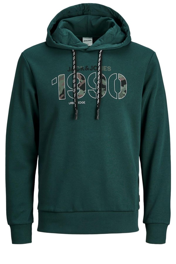 JACK &JONES 12175303 1990 KAMUFLAJ BASKILI KAPSONLU SWEAT