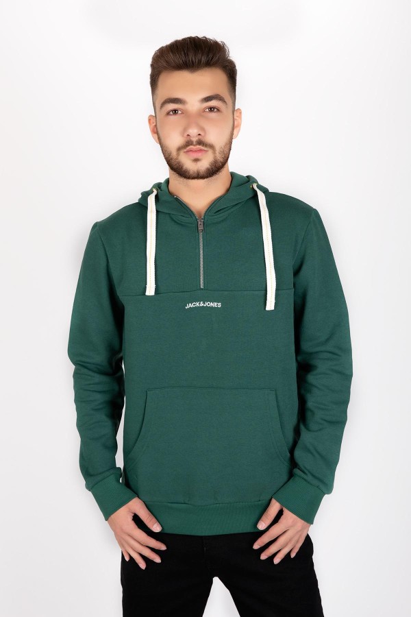 JACK & JONES 12177074 KANGURU CEP FERMUARLI KAPSONLU SWEAT