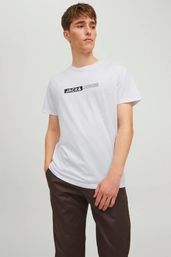 JACK&JONES 12221946 GOGSU YAZILI 0 YAKA KISA KOL TSHIRT