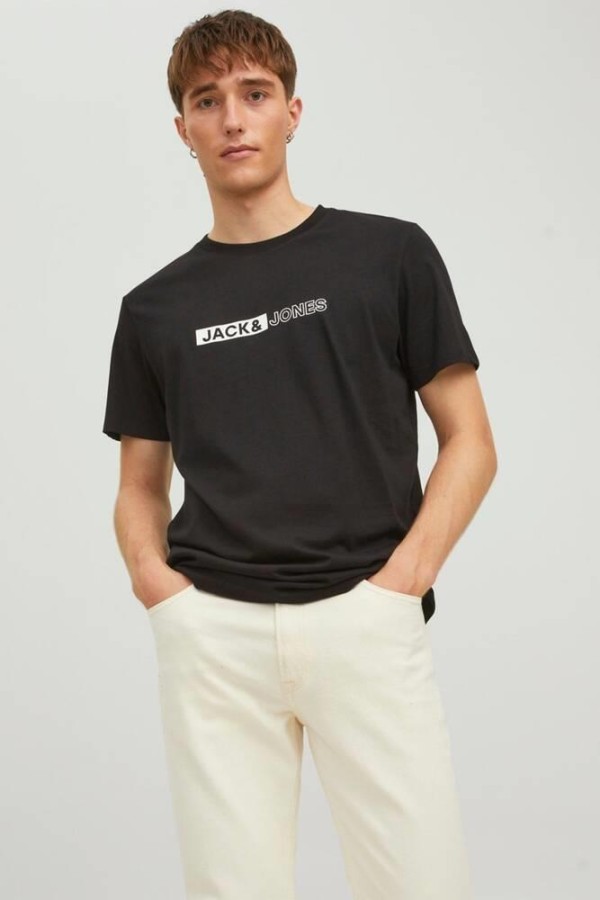 JACK&JONES 12221946 GOGSU YAZILI 0 YAKA KISA KOL TSHIRT