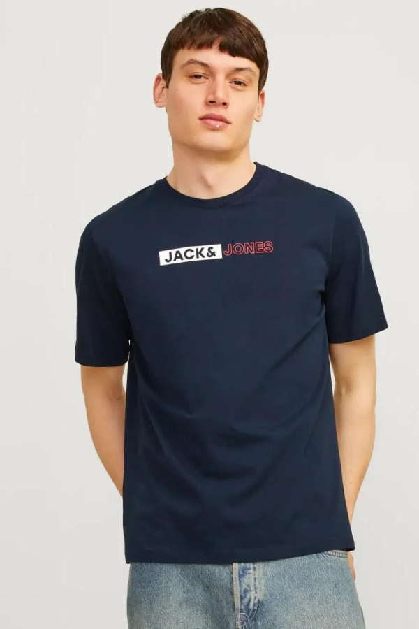 JACK&JONES 12221946 GOGSU YAZILI 0 YAKA KISA KOL TSHIRT
